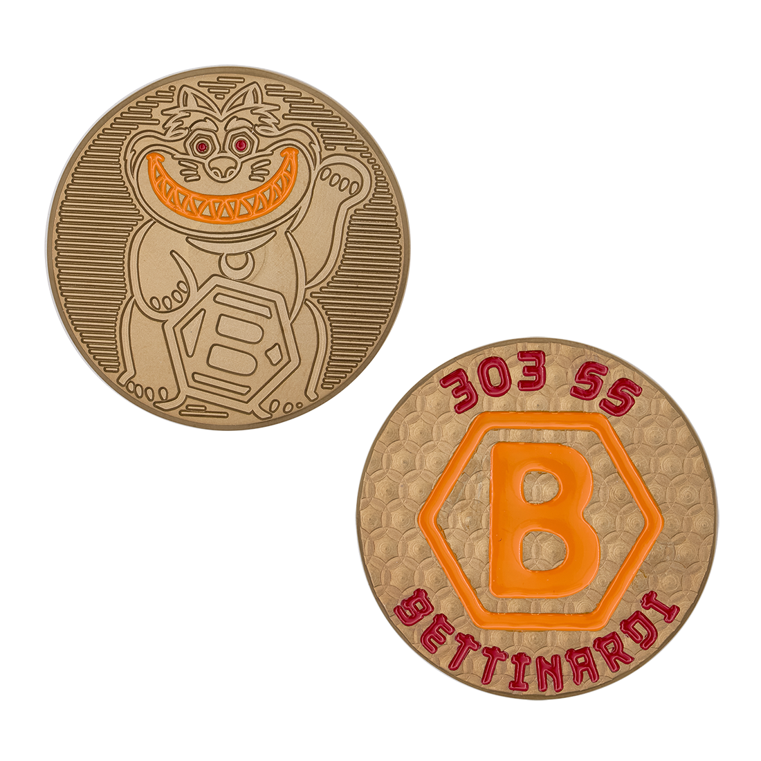 Ball Marker LTD. LUCKY FAT CAT GOLD FLAME ORANGE